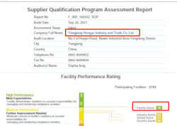 祝陽江恒裕工貿(mào)有限公司通過WCA/SQP驗(yàn)廠，并取得WCA最高等級(jí)綠燈86分